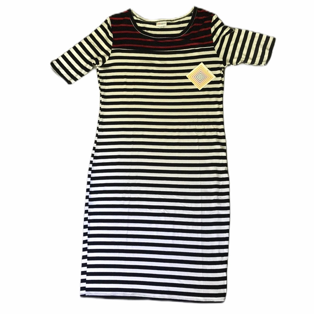 Lularoe Red White & Black Striped Dress